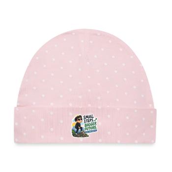 Kleine Schritte, größere Zukunft | Langfristiger Investor - Baby Premium Organic Mütze - Rosa/Weiße Punkte - Vorne