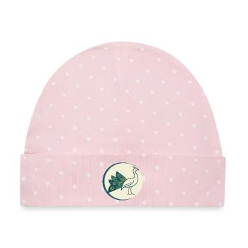 Pfau - Baby Premium Organic Mütze - Rosa/Weiße Punkte - Vorne