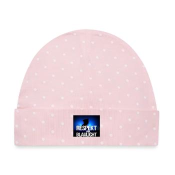Blaulicht Respekt - Polizei, Polizist, Geschenk - Baby Premium Organic Mütze - Rosa/Weiße Punkte - Vorne
