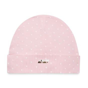 Retro Car Roadtrip – Triangle Pictogramm - Baby Premium Organic Mütze - Rosa/Weiße Punkte - Vorne