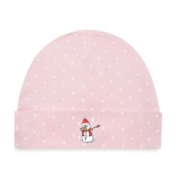 Snowman Dab - Baby Premium Organic Mütze - Rosa/Weiße Punkte - Vorne