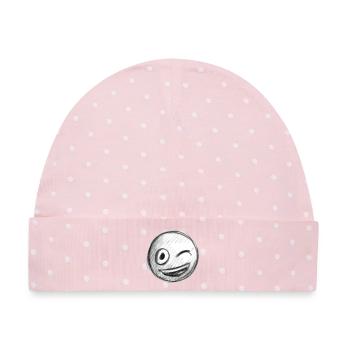 Emoji Kuss Herz Liebe Emoji - Baby Premium Organic Mütze - Rosa/Weiße Punkte - Vorne