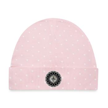 Wind Rose - Baby Premium Organic Mütze - Rosa/Weiße Punkte - Vorne