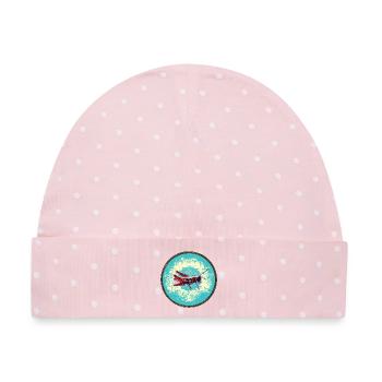 Detailreiche Grashüpfer Illustration - Baby Premium Organic Mütze - Rosa/Weiße Punkte - Vorne
