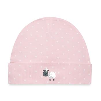 Schaf auf der Weide - Baby Premium Organic Mütze - Rosa/Weiße Punkte - Vorne