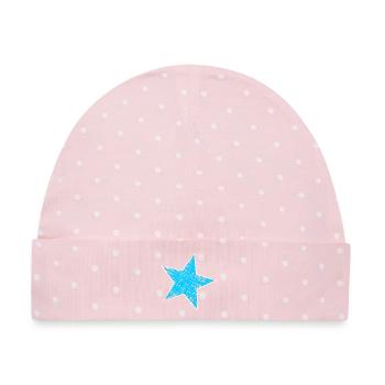 STERN. STERNE. STERN. STERNE. FEST. JAHRESTAG - Baby Premium Organic Mütze - Rosa/Weiße Punkte - Vorne