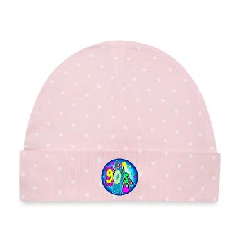 90's Jahre Neunziger - Baby Premium Organic Mütze - Rosa/Weiße Punkte - Vorne