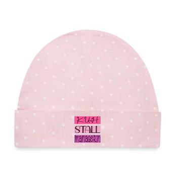 KUH STALL MANAGERIN - Baby Premium Organic Mütze - Rosa/Weiße Punkte - Vorne