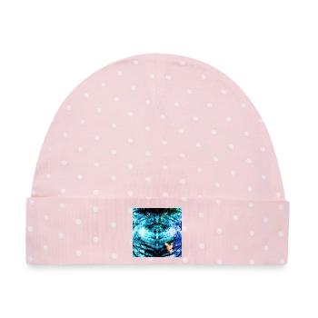 Blauer Psychedelischer Schmetterling - Baby Premium Organic Mütze - Rosa/Weiße Punkte - Vorne