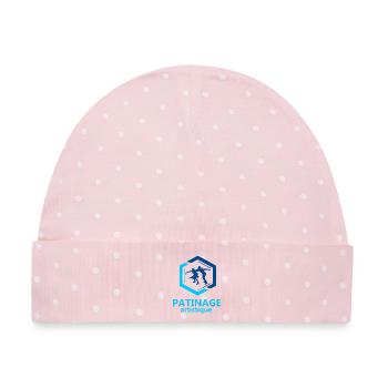 Eiskunstlauf - Baby Premium Organic Mütze - Rosa/Weiße Punkte - Vorne