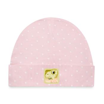 Dinosaurier Fieber Halsschmerzen WINTER ERKÄLTUNG - Baby Premium Organic Mütze - Rosa/Weiße Punkte - Vorne