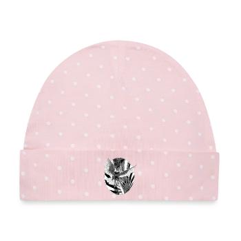 Taube schwarz weiß Friedenssymbol - Baby Premium Organic Mütze - Rosa/Weiße Punkte - Vorne