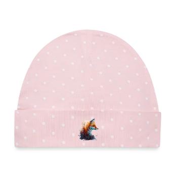 Abstrakter Fuchskopf der aus einem Wald ragt - Baby Premium Organic Mütze - Rosa/Weiße Punkte - Vorne
