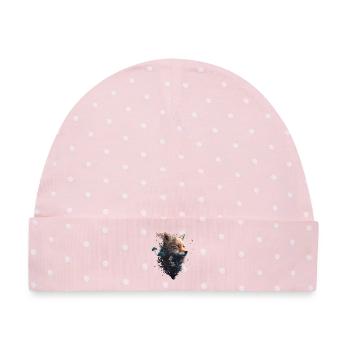 Abstrakter Fuchskopf der aus einem Wald ragt - Baby Premium Organic Mütze - Rosa/Weiße Punkte - Vorne