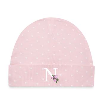 N - Baby Premium Organic Mütze - Rosa/Weiße Punkte - Vorne