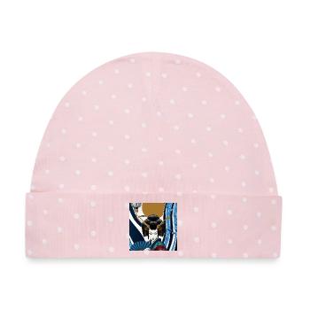 Asia Geisha gothic print art deco in the moonlight - Baby Premium Organic Mütze - Rosa/Weiße Punkte - Vorne