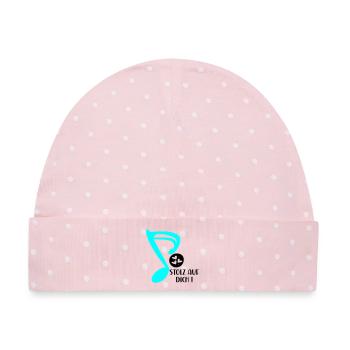 STOLZ AUF MUSIKERIN - MUSIKNOTE MUSIKINSTRUMENTE - Baby Premium Organic Mütze - Rosa/Weiße Punkte - Vorne
