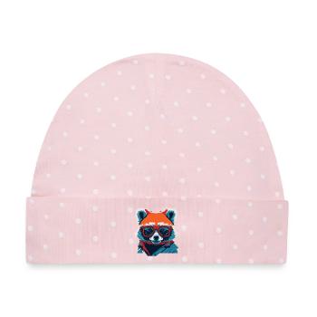Heftig und feurig: Retro Red Panda T-Shirt - Baby Premium Organic Mütze - Rosa/Weiße Punkte - Vorne