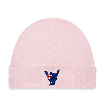 Australien Flagge Surfing Symbol - Baby Premium Organic Mütze - Rosa/Weiße Punkte - Vorne
