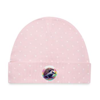 Farbenfrohe digitale Kunst - Igel - Baby Premium Organic Mütze - Rosa/Weiße Punkte - Vorne