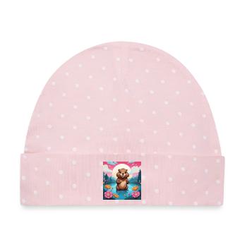 Bieber am See - Baby Premium Organic Mütze - Rosa/Weiße Punkte - Vorne