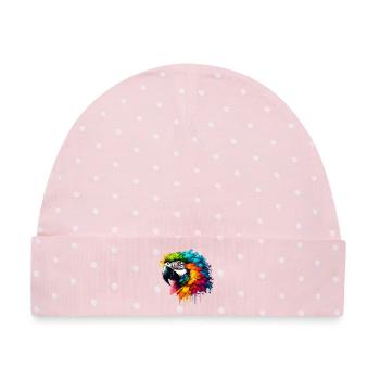 Papagei - Baby Premium Organic Mütze - Rosa/Weiße Punkte - Vorne