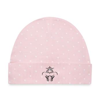 Alpha Pisces Deluxe - Baby Premium Organic Mütze - Rosa/Weiße Punkte - Vorne