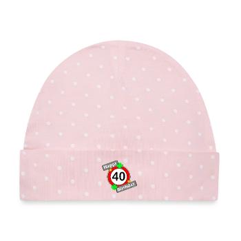 40. Geburtstag , Happy Birthday 40 (25) - Baby Premium Organic Mütze - Rosa/Weiße Punkte - Vorne