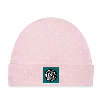 Coole Socke Socken und lustiger Spruch - Baby Premium Organic Mütze - Rosa/Weiße Punkte - Vorne