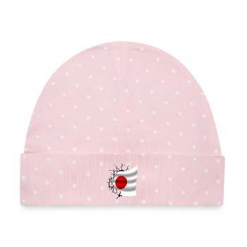 Flagge von Japan - Japan - Flagge Broken Design - Baby Premium Organic Mütze - Rosa/Weiße Punkte - Vorne
