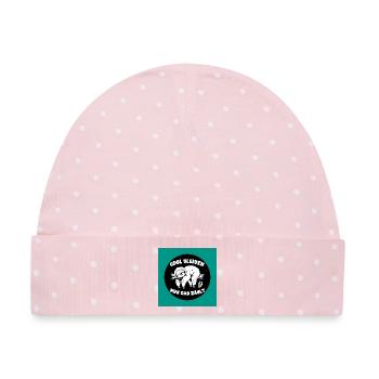 Cool bleiben immer mit der Ruhe lustiges Faultier - Baby Premium Organic Mütze - Rosa/Weiße Punkte - Vorne