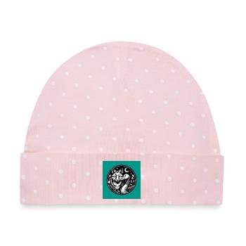 Fuchs und Gans in Freundschaft - Baby Premium Organic Mütze - Rosa/Weiße Punkte - Vorne