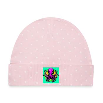 Krake - Baby Premium Organic Mütze - Rosa/Weiße Punkte - Vorne