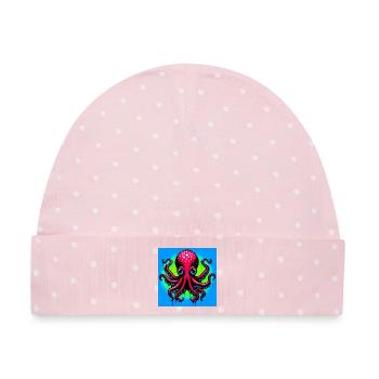 Krake - Baby Premium Organic Mütze - Rosa/Weiße Punkte - Vorne