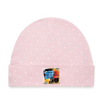 Lebensmotto mit Motorradkunst - Baby Premium Organic Mütze - Rosa/Weiße Punkte - Vorne