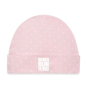 WOMEN RUN THE WORLD - Design für Läuferinnen - Baby Premium Organic Mütze - Rosa/Weiße Punkte - Vorne