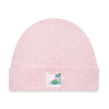 Lustige Jetski-Kreditkartengewohnheit - Baby Premium Organic Mütze - Rosa/Weiße Punkte - Vorne