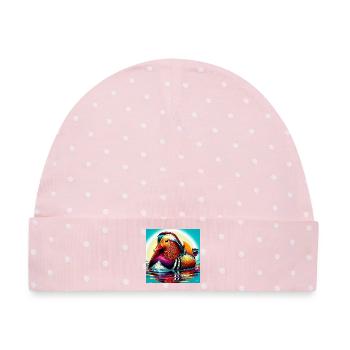 Mandarinente - Baby Premium Organic Mütze - Rosa/Weiße Punkte - Vorne