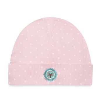 Distressed Baum Siegel Blau Mallorca - Baby Premium Organic Mütze - Rosa/Weiße Punkte - Vorne