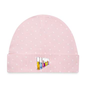 Regenbogen Reagenzgläser Muster - Baby Premium Organic Mütze - Rosa/Weiße Punkte - Vorne