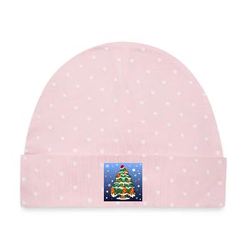 WEIHNACHTSBAUM FRANZBRÖTCHEN - Baby Premium Organic Mütze - Rosa/Weiße Punkte - Vorne