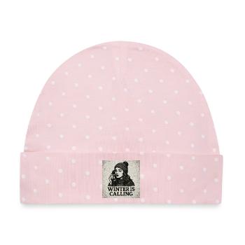 Winter is calling - Baby Premium Organic Mütze - Rosa/Weiße Punkte - Vorne