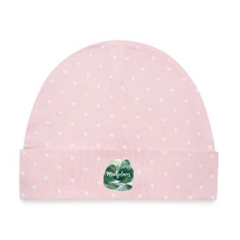 Mindfulness Naturpfad Illustration - Baby Premium Organic Mütze - Rosa/Weiße Punkte - Vorne