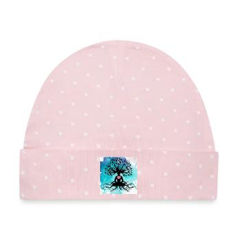 Baum des Lebens Yoga - Baby Premium Organic Mütze - Rosa/Weiße Punkte - Vorne