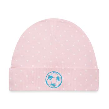 Fussball Ball Soccer - Baby Premium Organic Mütze - Rosa/Weiße Punkte - Vorne