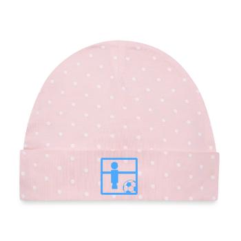 Kicker Symbol Fußball - Baby Premium Organic Mütze - Rosa/Weiße Punkte - Vorne