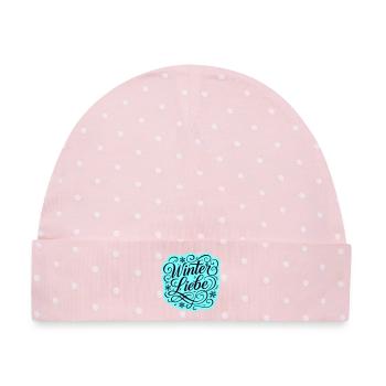 Winter Liebe Herz Winterlich - Baby Premium Organic Mütze - Rosa/Weiße Punkte - Vorne