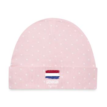 Groningen - Baby Premium Organic Mütze - Rosa/Weiße Punkte - Vorne