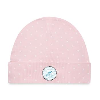 Gecko im Eis-Kreis - Baby Premium Organic Mütze - Rosa/Weiße Punkte - Vorne
