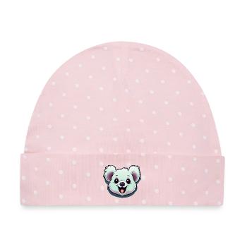 Lachender Koala - Baby Premium Organic Mütze - Rosa/Weiße Punkte - Vorne